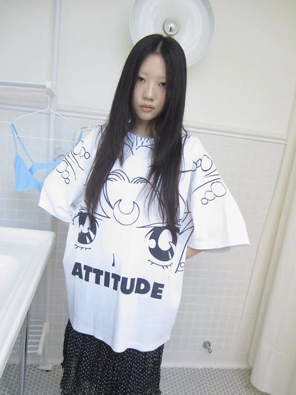 Anime Graphic Summer Design Loose Fit Short Sleeve Tee Women