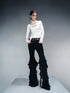 NN NORTH NODE Knit Denim Frayed Edge Layering Top