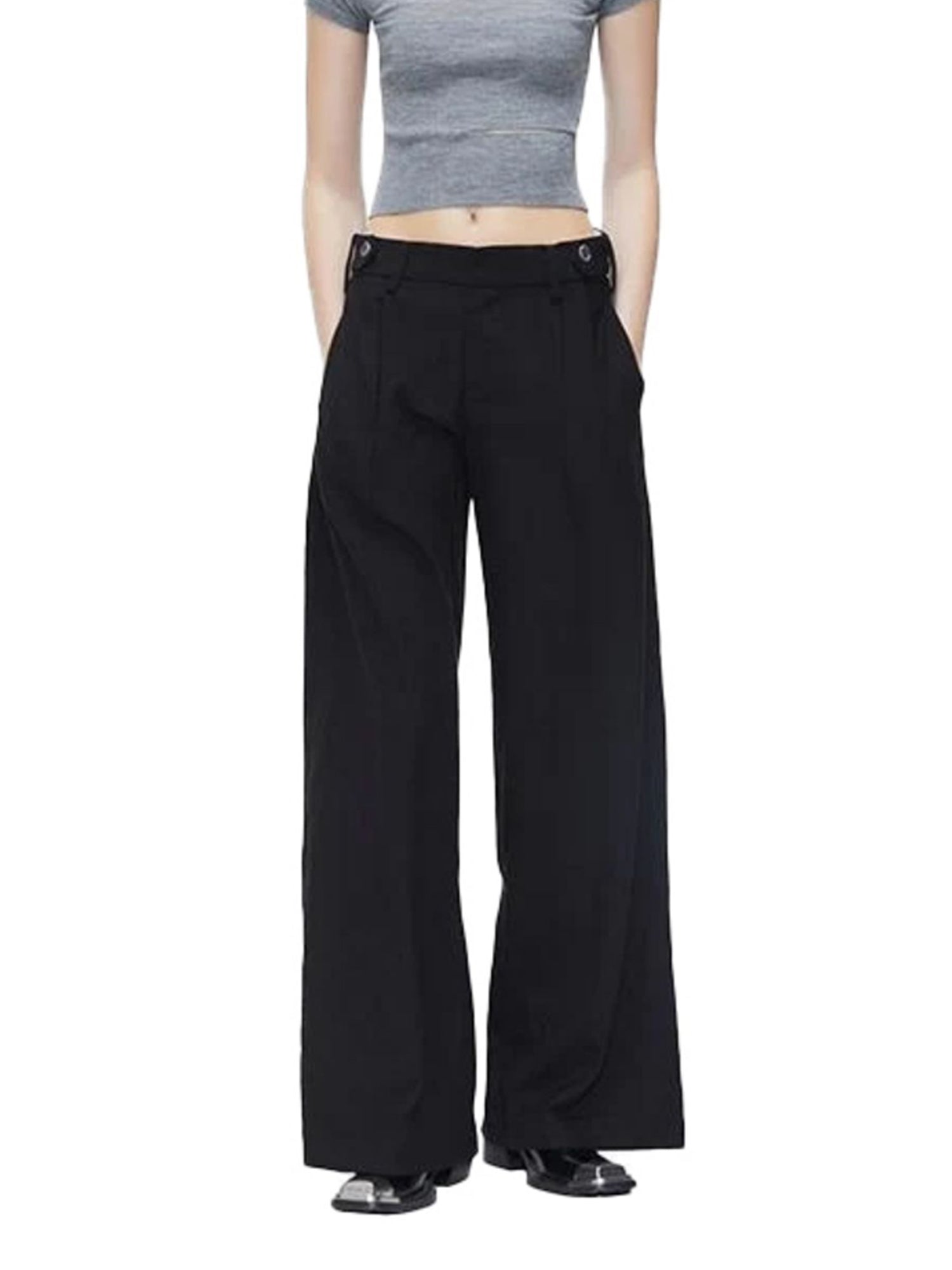 Wide Leg Trousers High Waisted Suit Pants With A Drape Effect 2