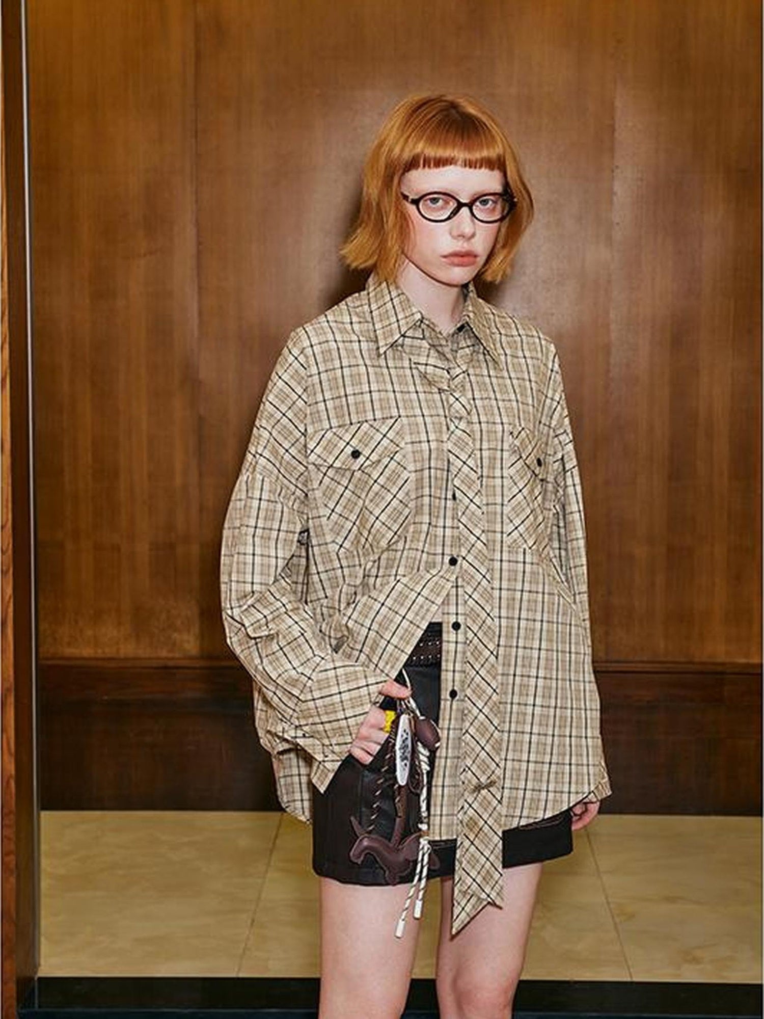 DIDDI MODA Wild Leopard Embroidered Sporty Jacket Deconstructed PU Bow Coat