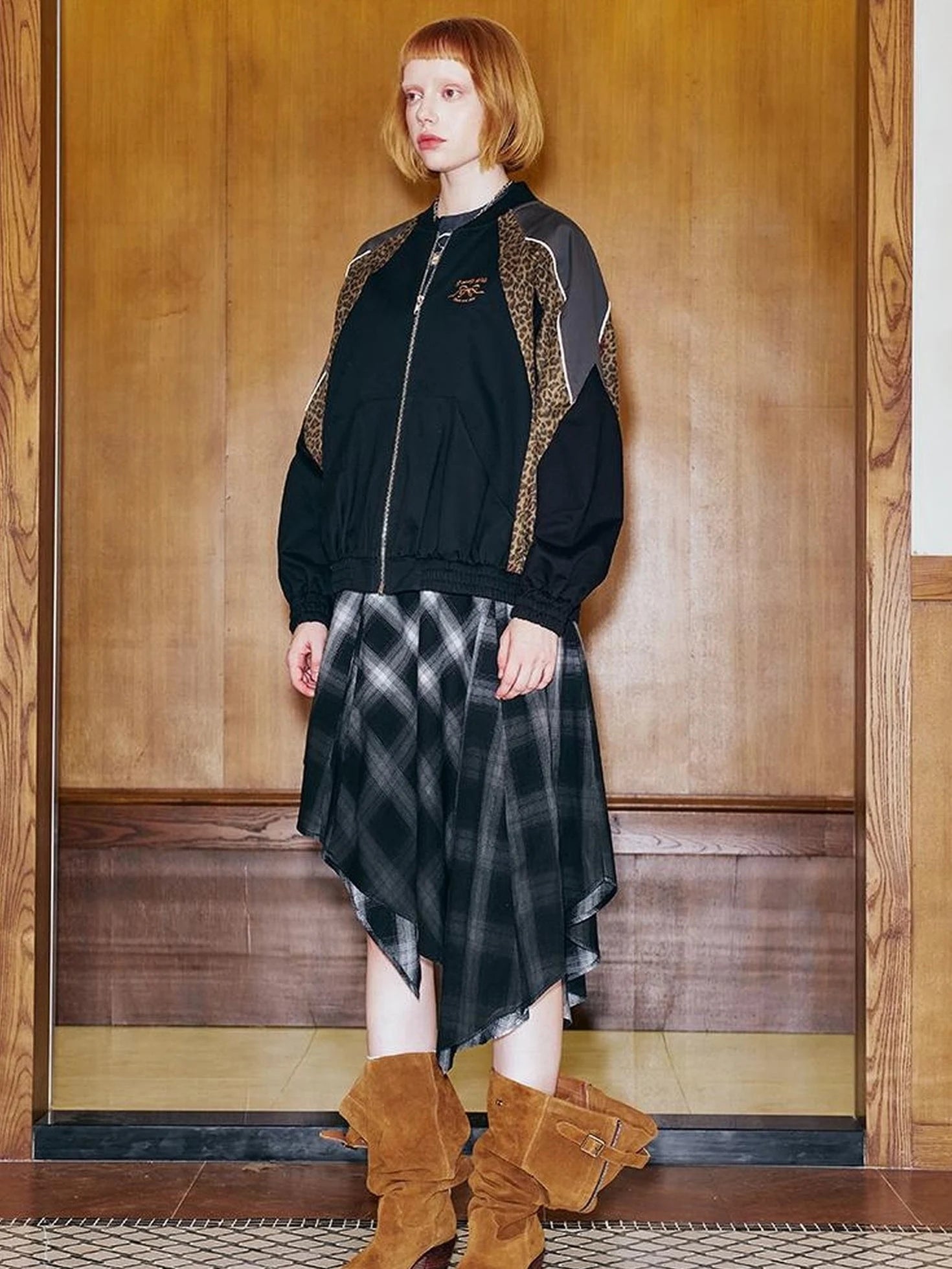 Wild Leopard Print Bow Embroidery Sporty Jacket