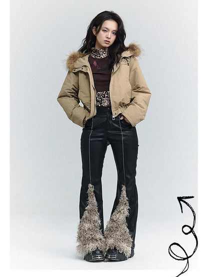 Wind Chaser Fur Lined Hooded Parka With Bow Print