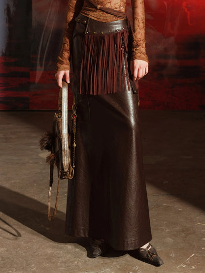 Unshrouded Fringe Suede Maxi Skirt