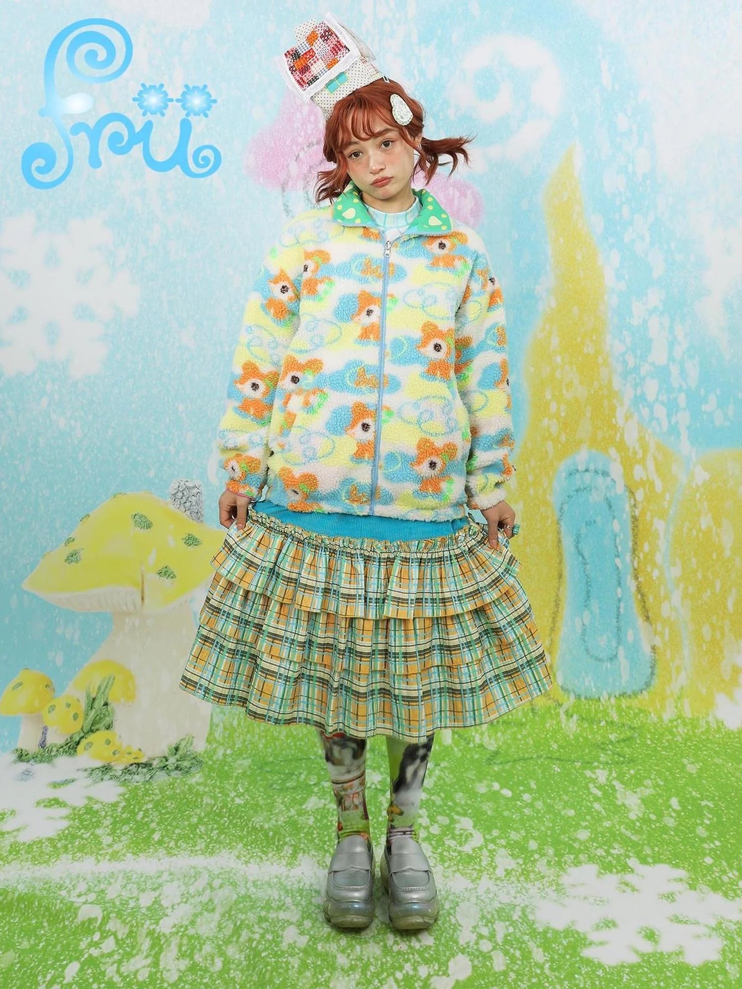Winter Cartoon Print Cozy Reversible Lamb Velvet Sweater