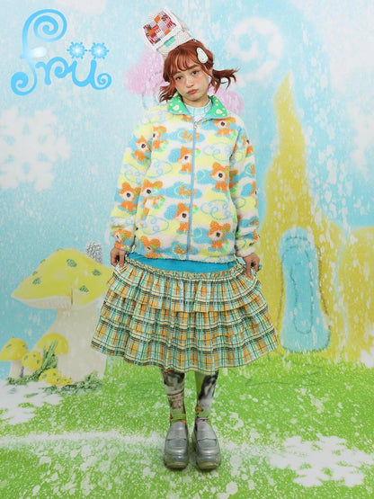 Winter Cartoon Print Cozy Reversible Lamb Velvet Sweater