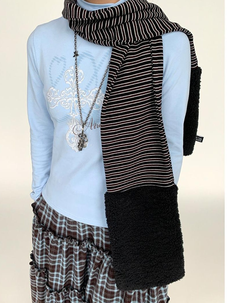 Winter First Snow Print Slim High Neck Long Sleeve T-Shirt