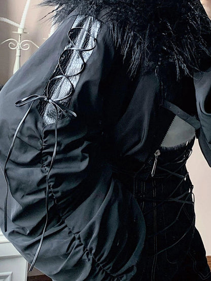 Winter Fox Fur Trimmed Cropped Jacket