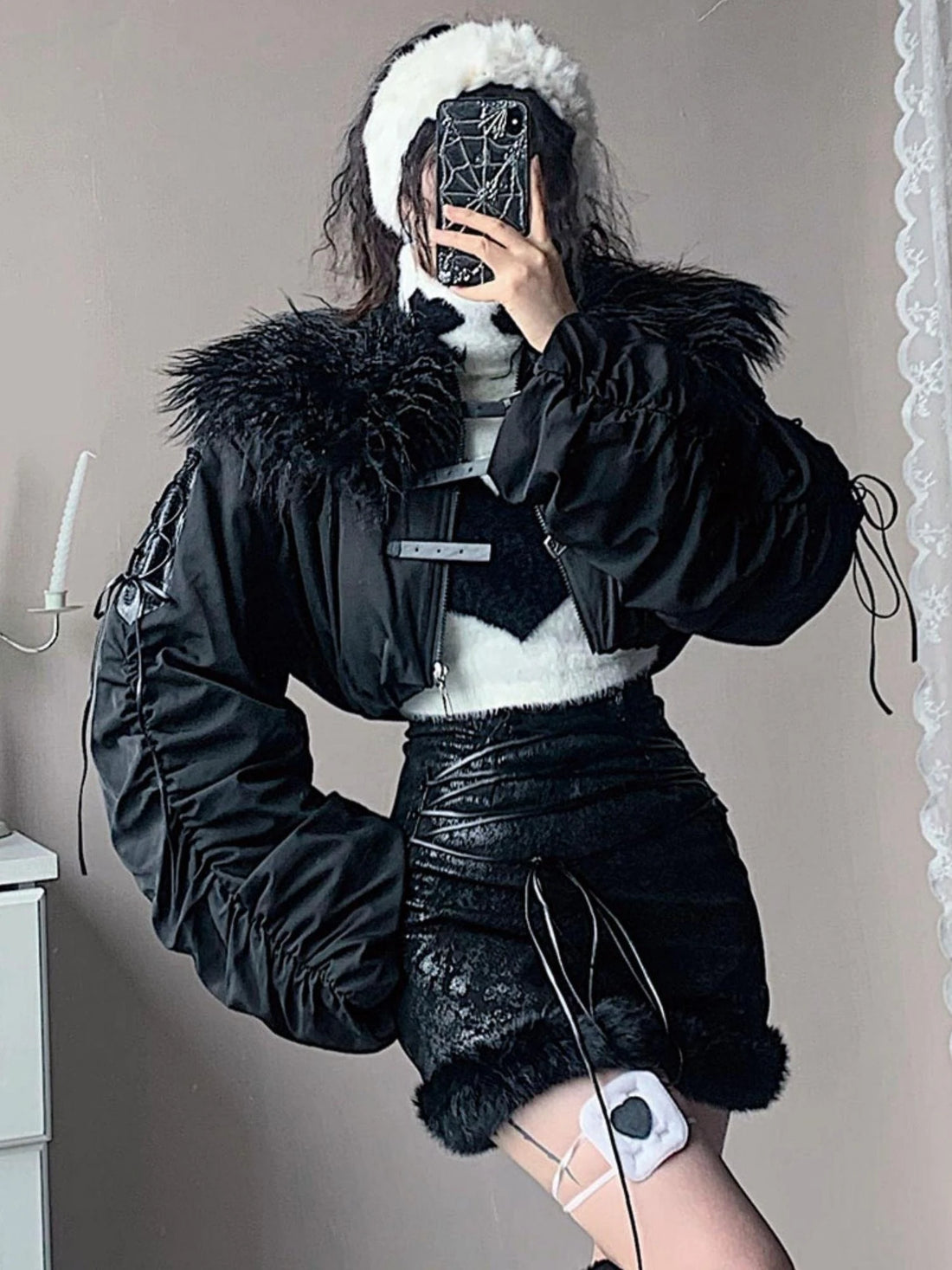 Winter Fox Fur Trimmed Cropped Jacket