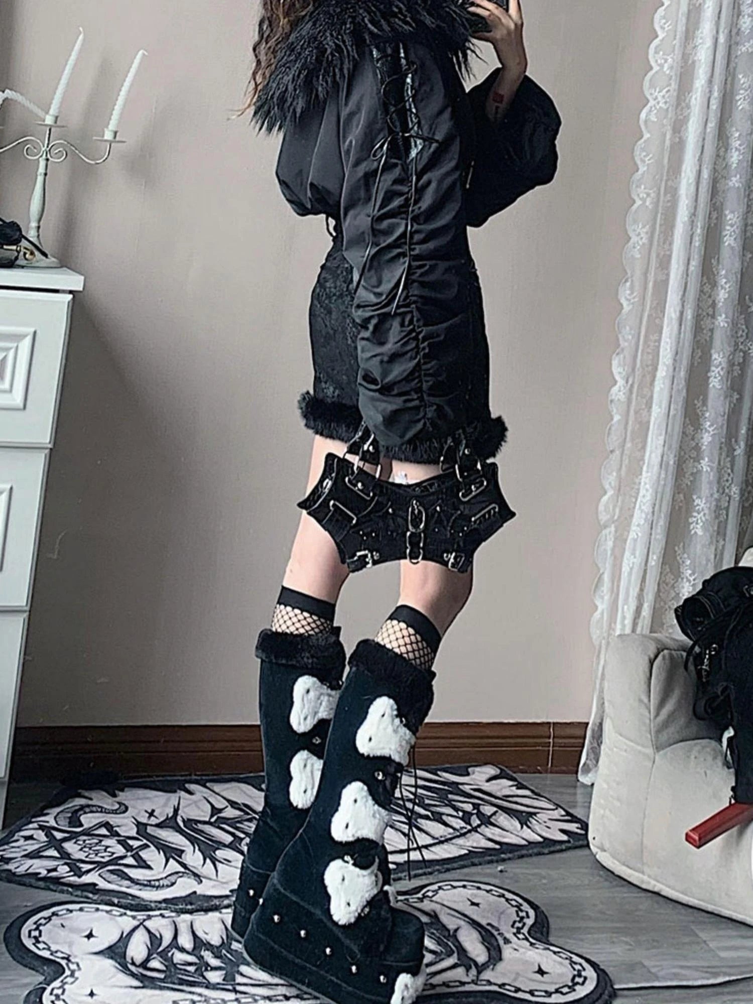 Winter Fox Fur Trimmed Cropped Jacket