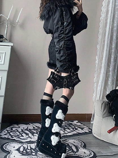 Winter Fox Fur Trimmed Cropped Jacket