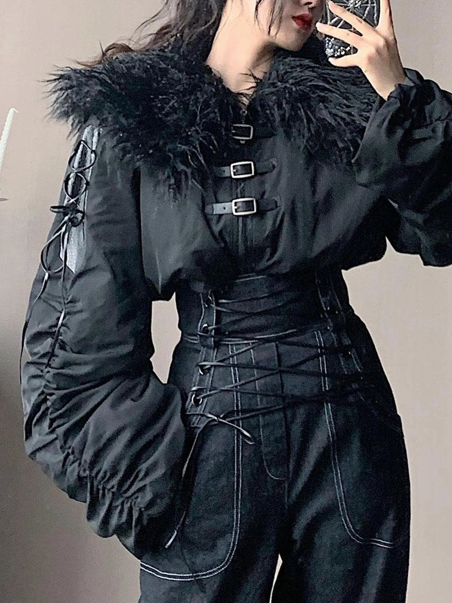 Winter Fox Fur Trimmed Cropped Jacket
