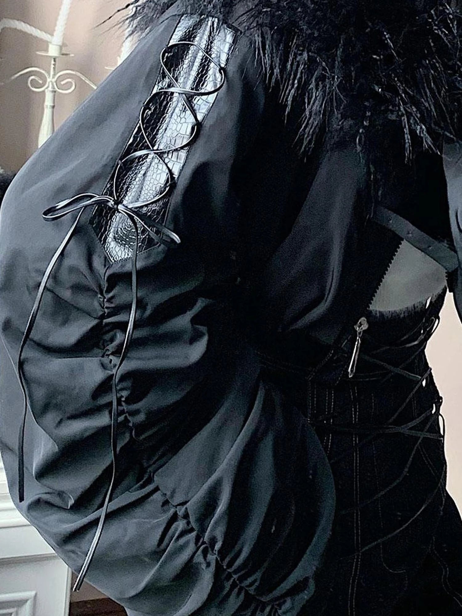 Winter Fox Fur Trimmed Cropped Jacket