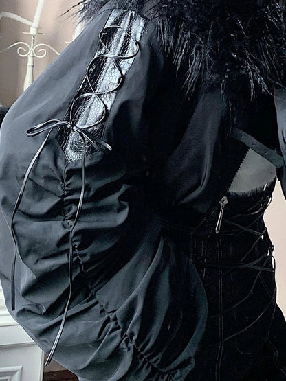 Winter Fox Fur Trimmed Cropped Jacket