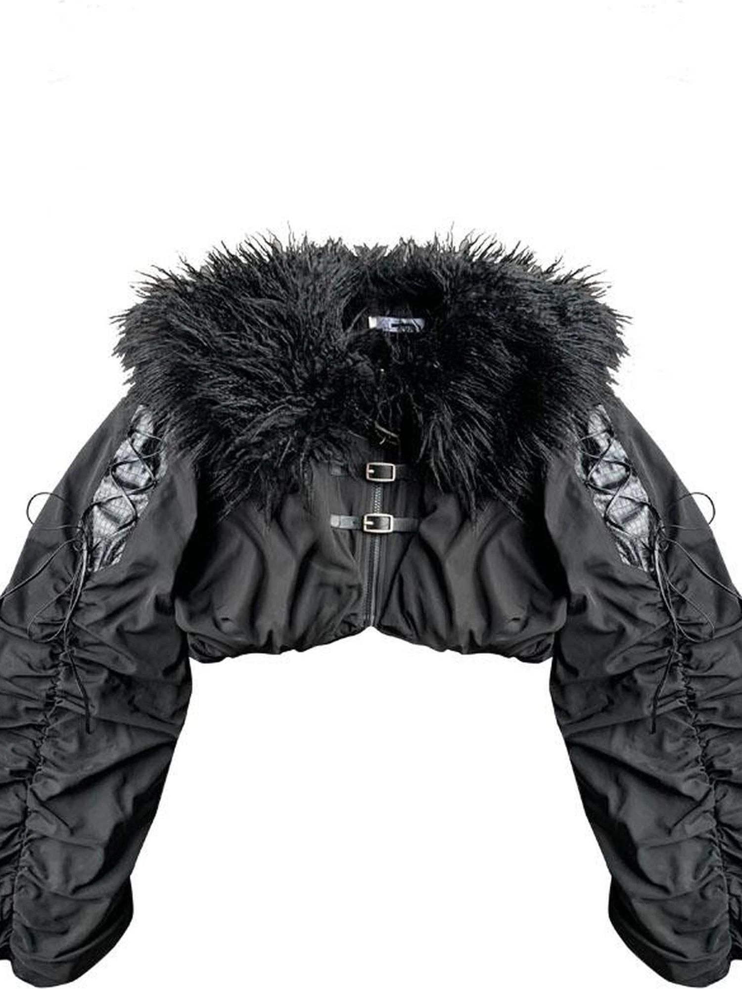 Winter Fox Fur Trimmed Cropped Jacket