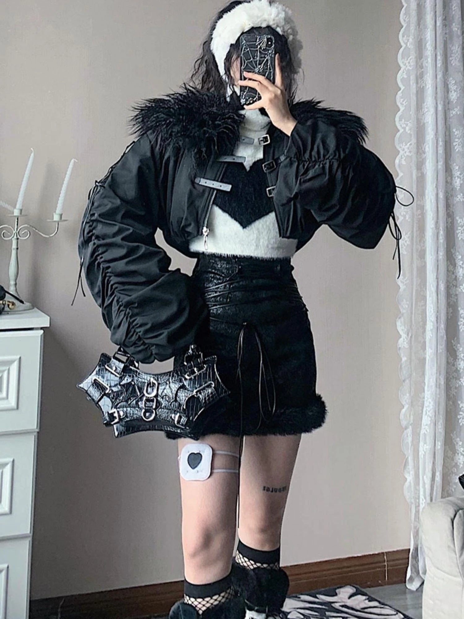 Winter Fox Fur Trimmed Cropped Jacket