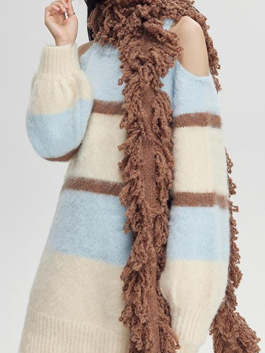DIDDI MODA Winter Fringe Warmth Knitted Scarf Wrap