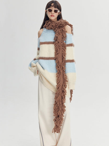 DIDDI MODA Winter Fringe Warmth Knitted Scarf Wrap