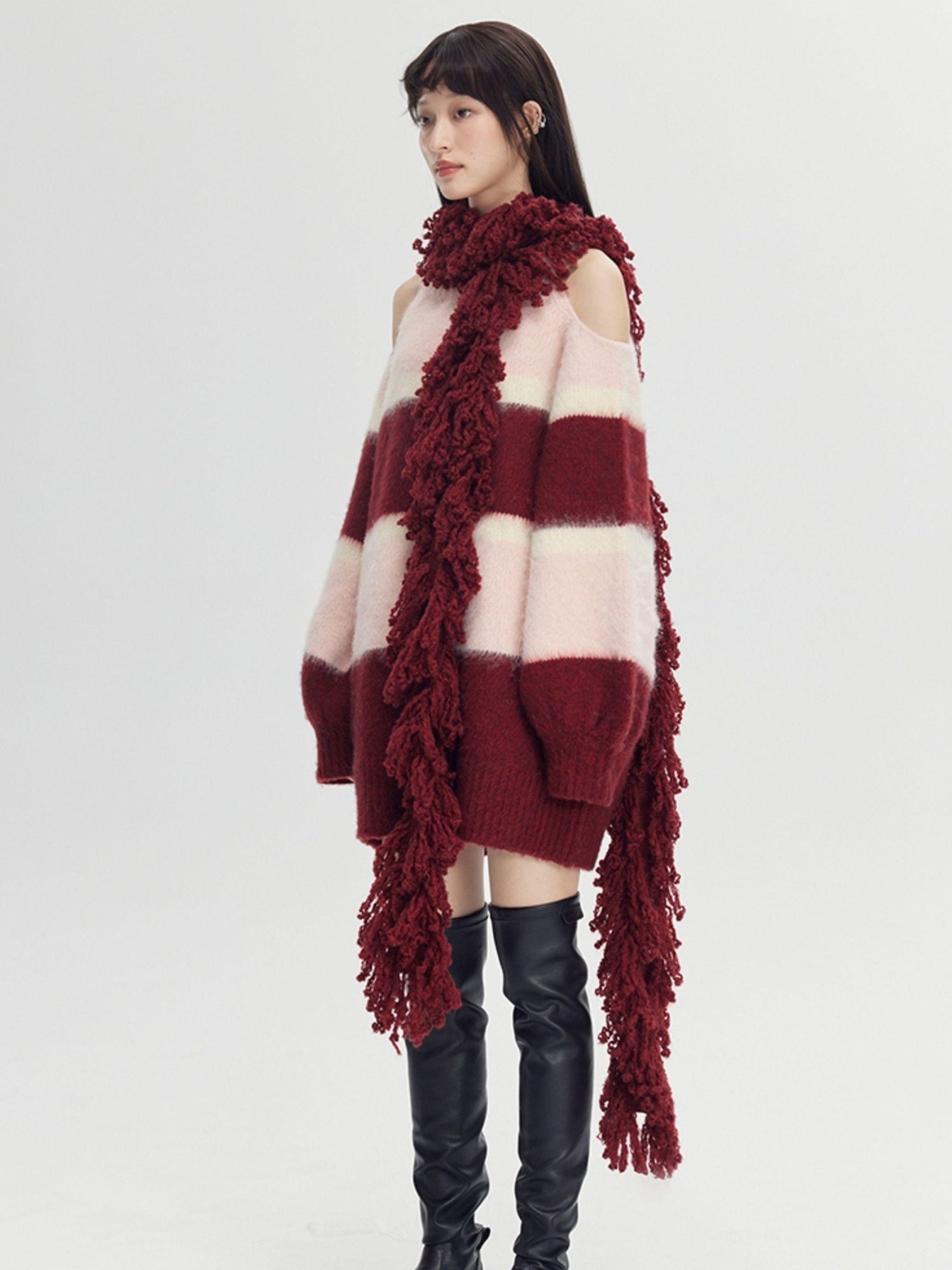 DIDDI MODA Winter Fringe Warmth Knitted Scarf Wrap