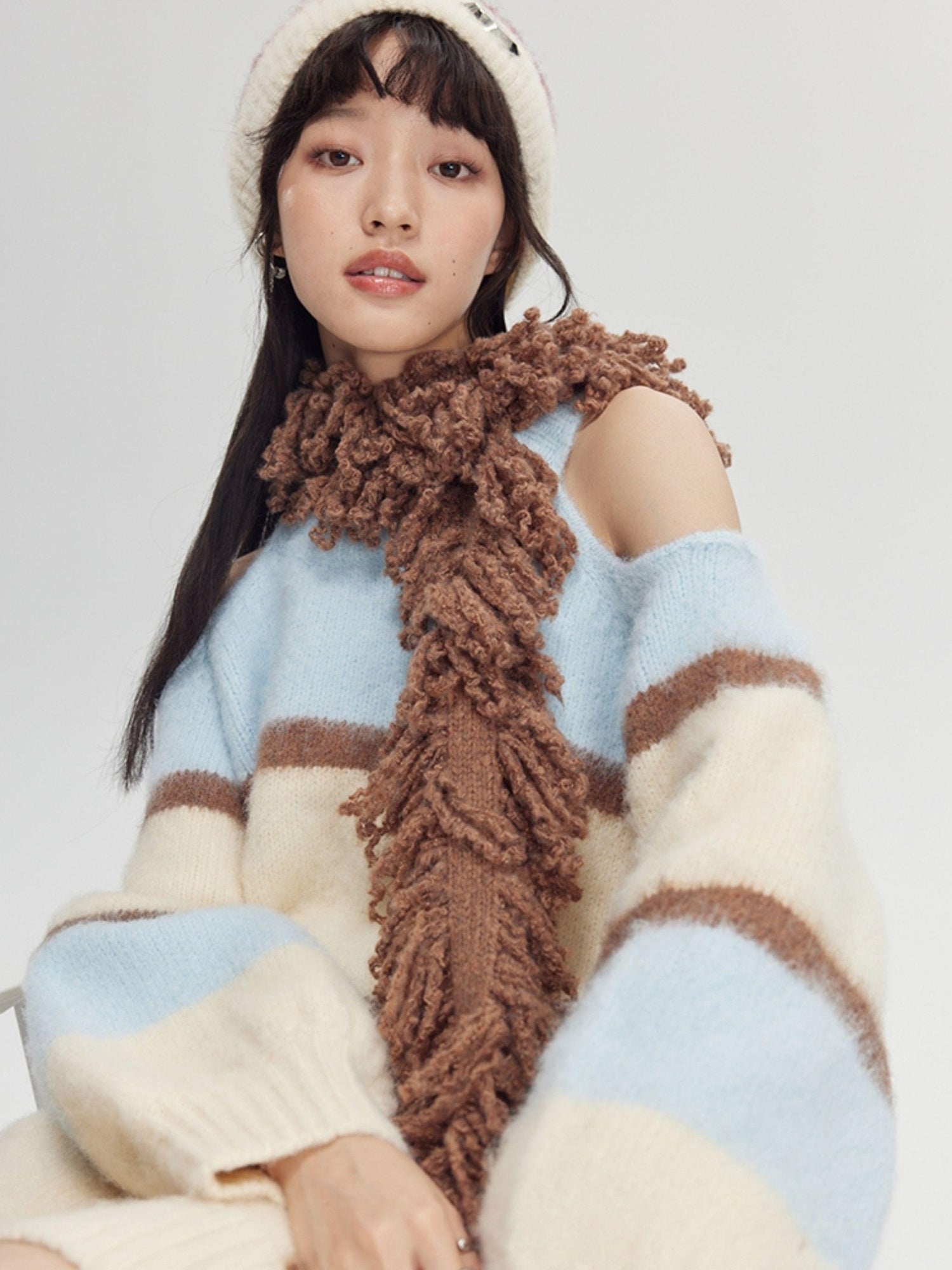 DIDDI MODA Winter Fringe Warmth Knitted Scarf Wrap