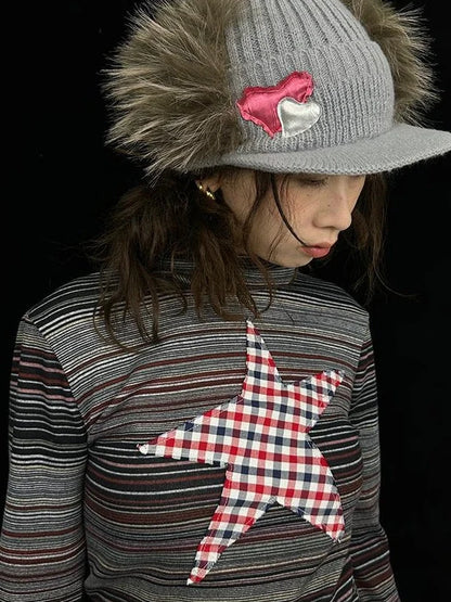 Winter Retro Thick Windproof Faux Fur Patchwork Trapper Hat