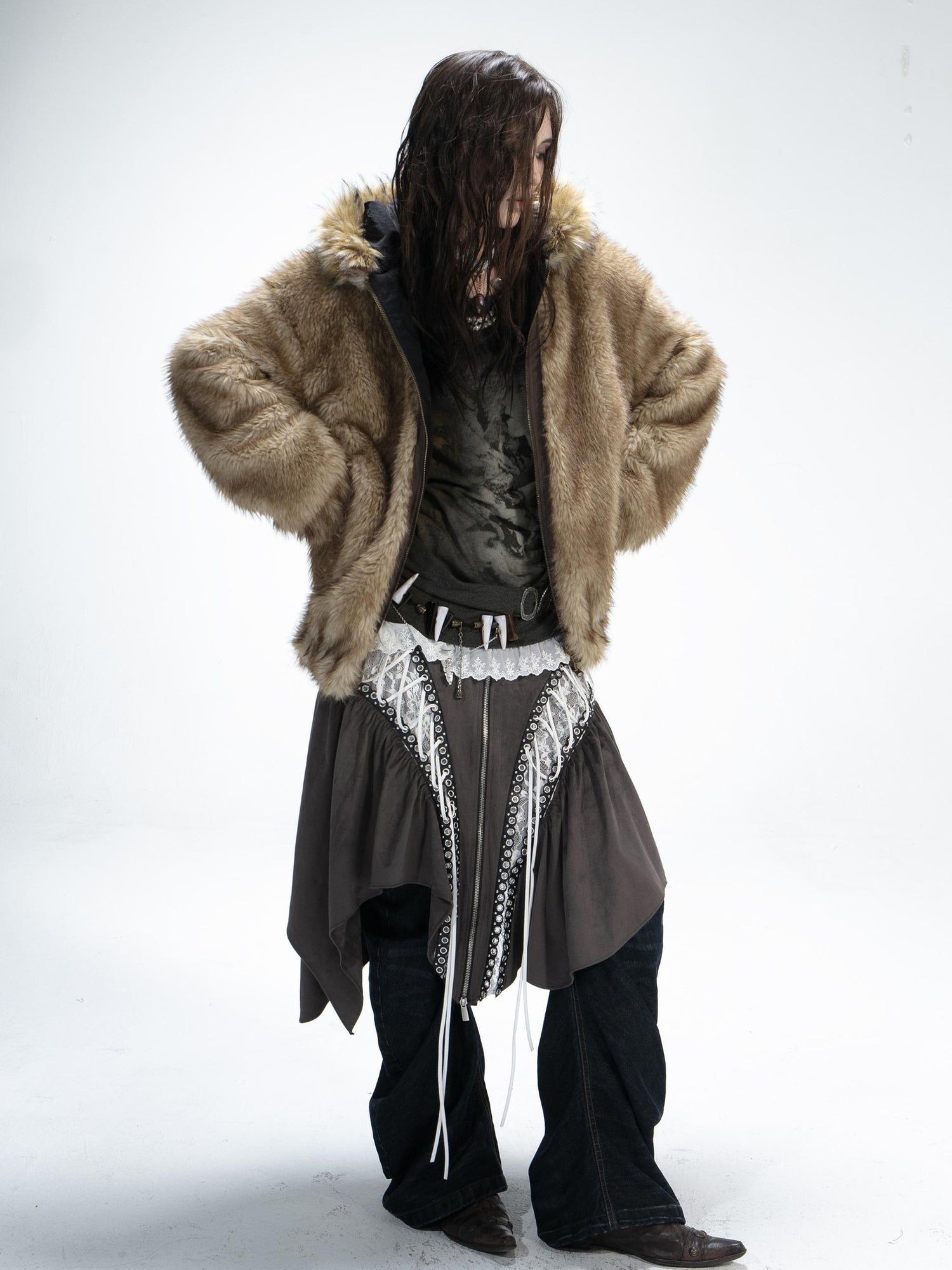 Winter Reversible Faux Fur Hooded Teddy Coat Jacket