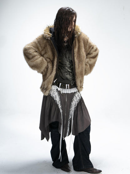 Winter Reversible Faux Fur Hooded Teddy Coat Jacket