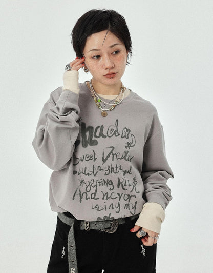 Achihara Wish Tee Loose Graphic Print Top For Luck And Style