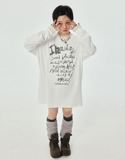 Achihara Wish Tee Loose Graphic Print Top For Luck And Style