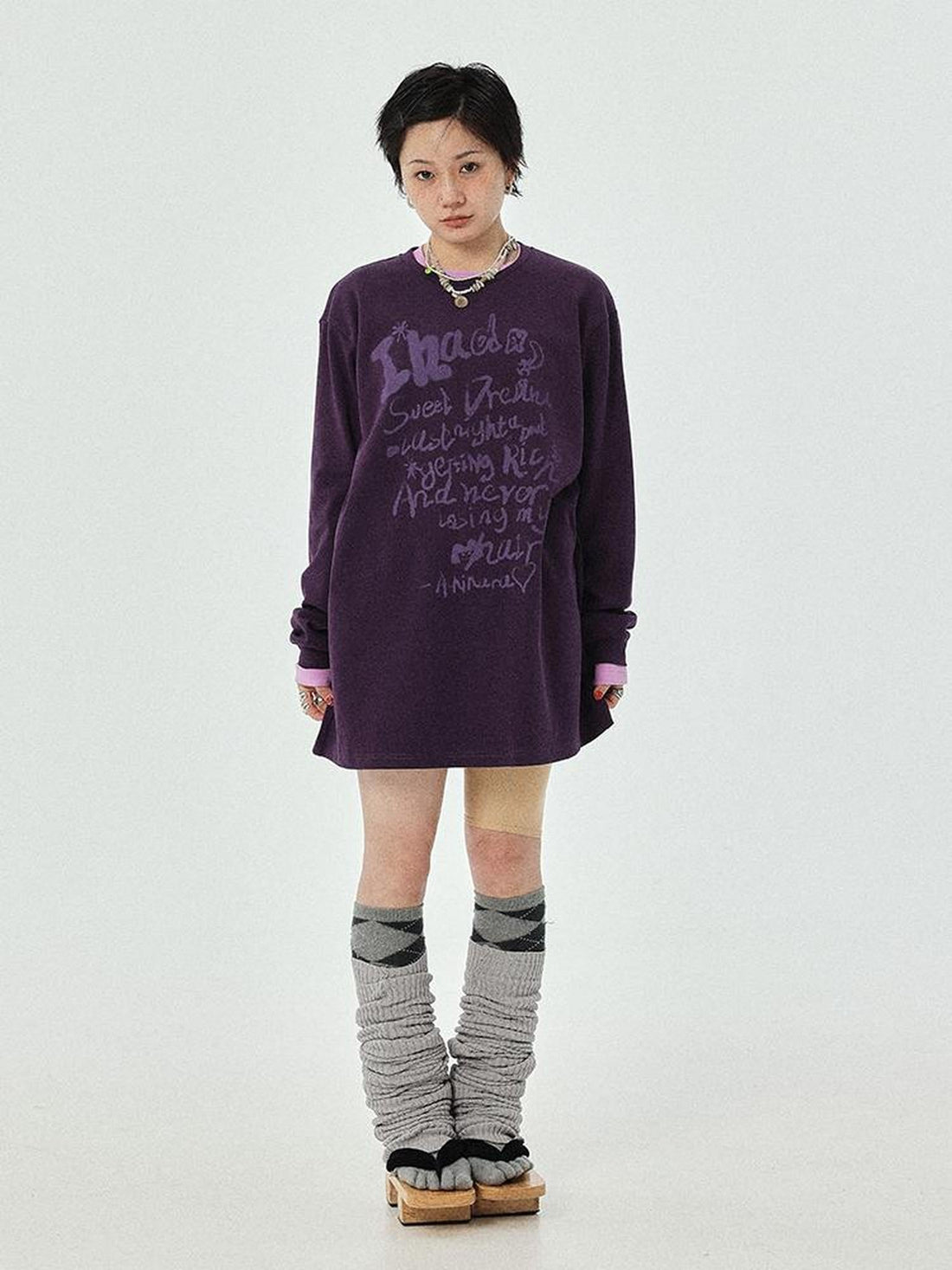 Achihara Wish Tee Loose Graphic Print Top For Luck And Style