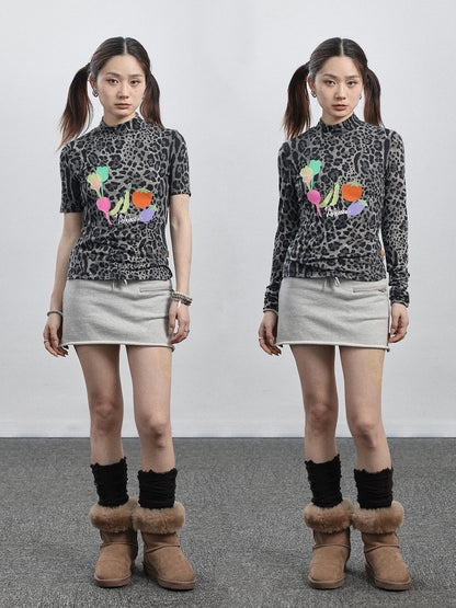 Achihara Women S Leopard Print Long Sleeve Tops