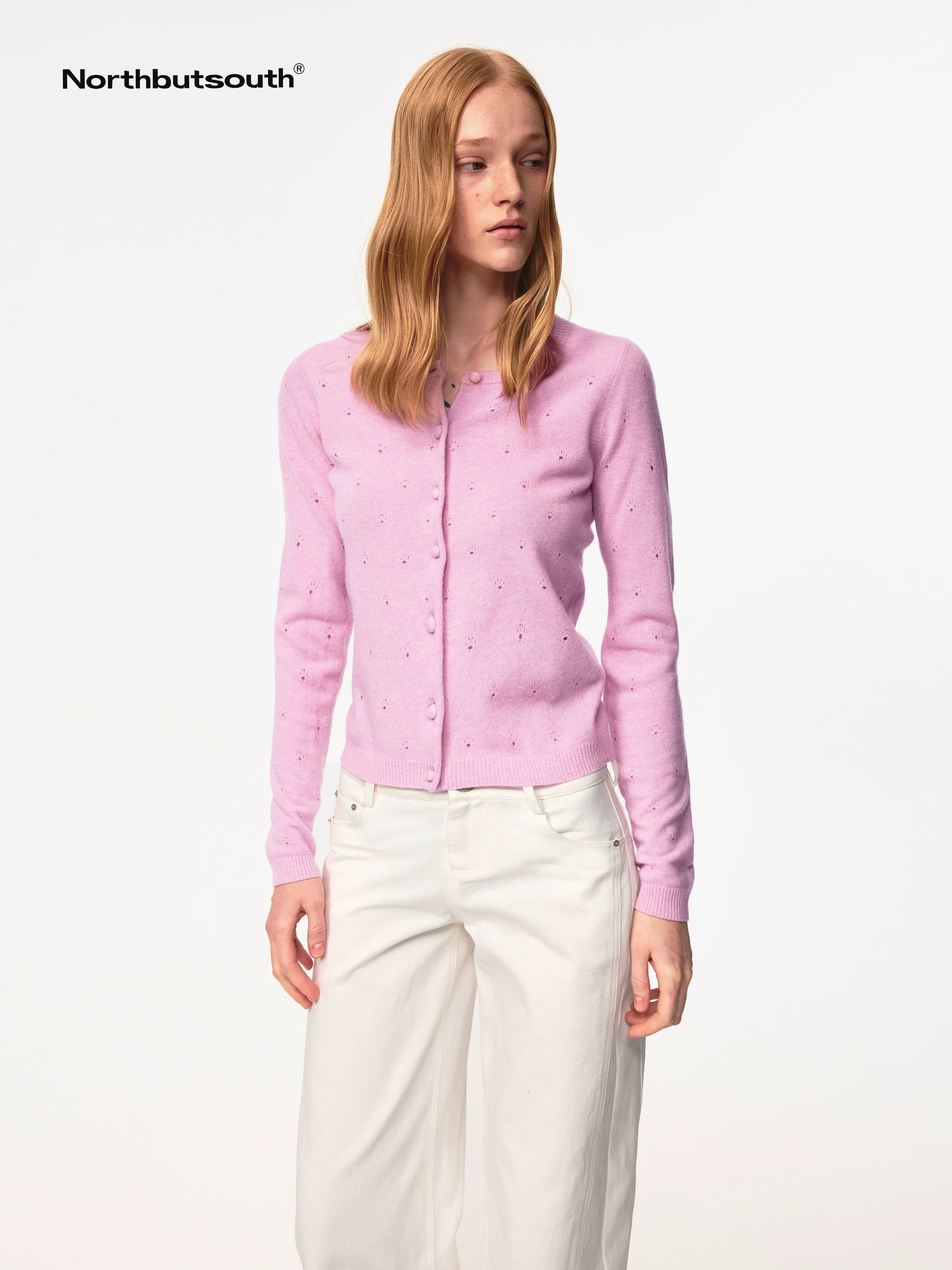 Wool Dog Paw Lace Knit Cardigan