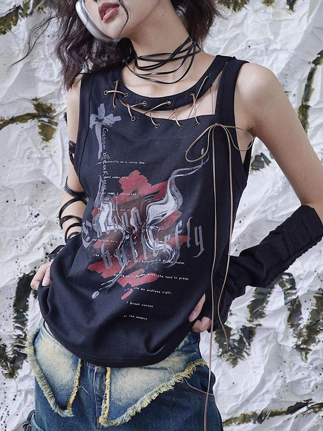WSW WUSHENWU Wsw 2023 Tie Front Loose Vest