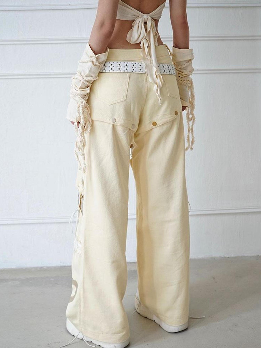 WSW WUSHENWU Wsw Redemption Light Beige Multi Functional Detachable Shorts Jeans