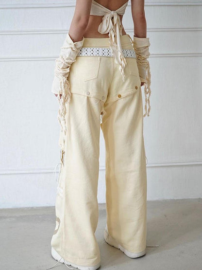 WSW WUSHENWU Wsw Redemption Light Beige Multi Functional Detachable Shorts Jeans