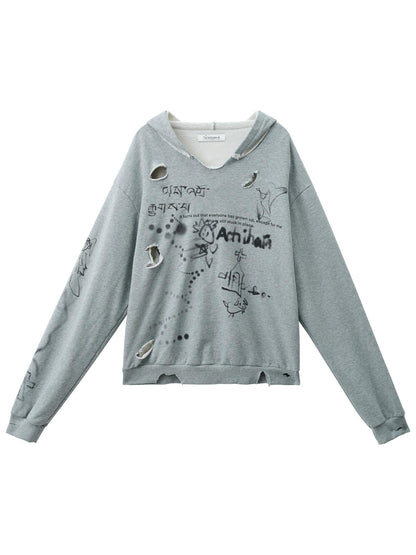 Achihara Utopia Distressed Hoodie