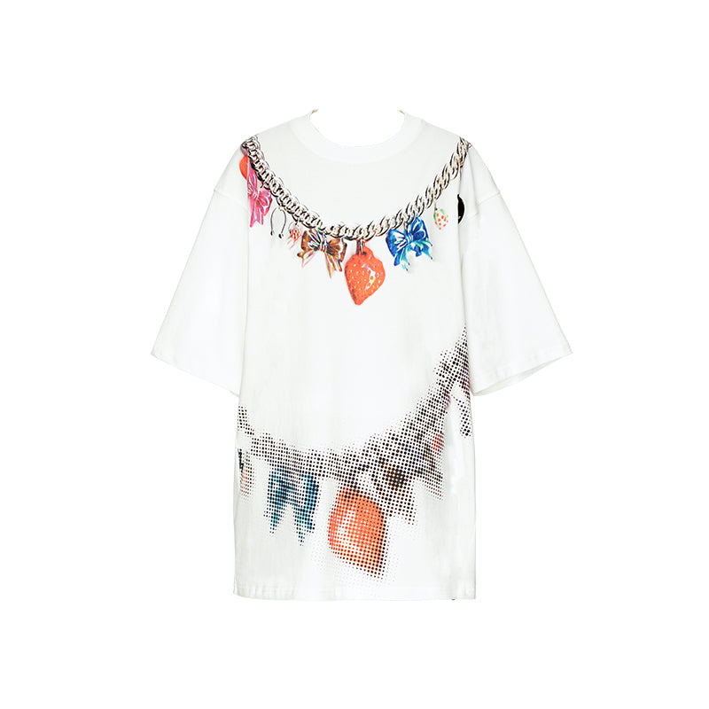 YOSHUYUKI s Strawberry Bow Print Oversized T Shirt