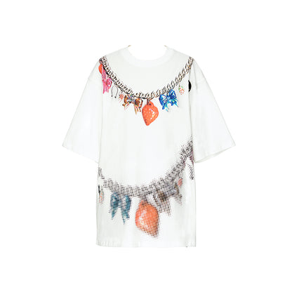 YOSHUYUKI s Strawberry Bow Print Oversized T Shirt
