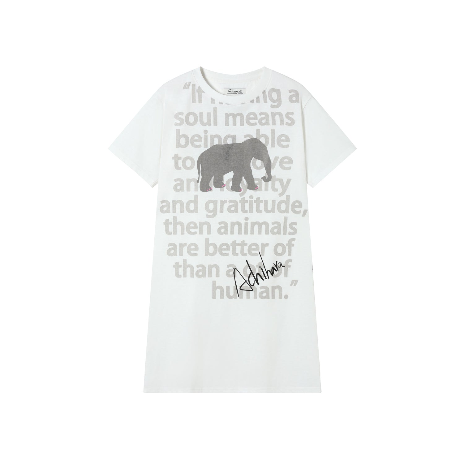 Achihara Little Elephant Soul Cotton T Shirt Dress