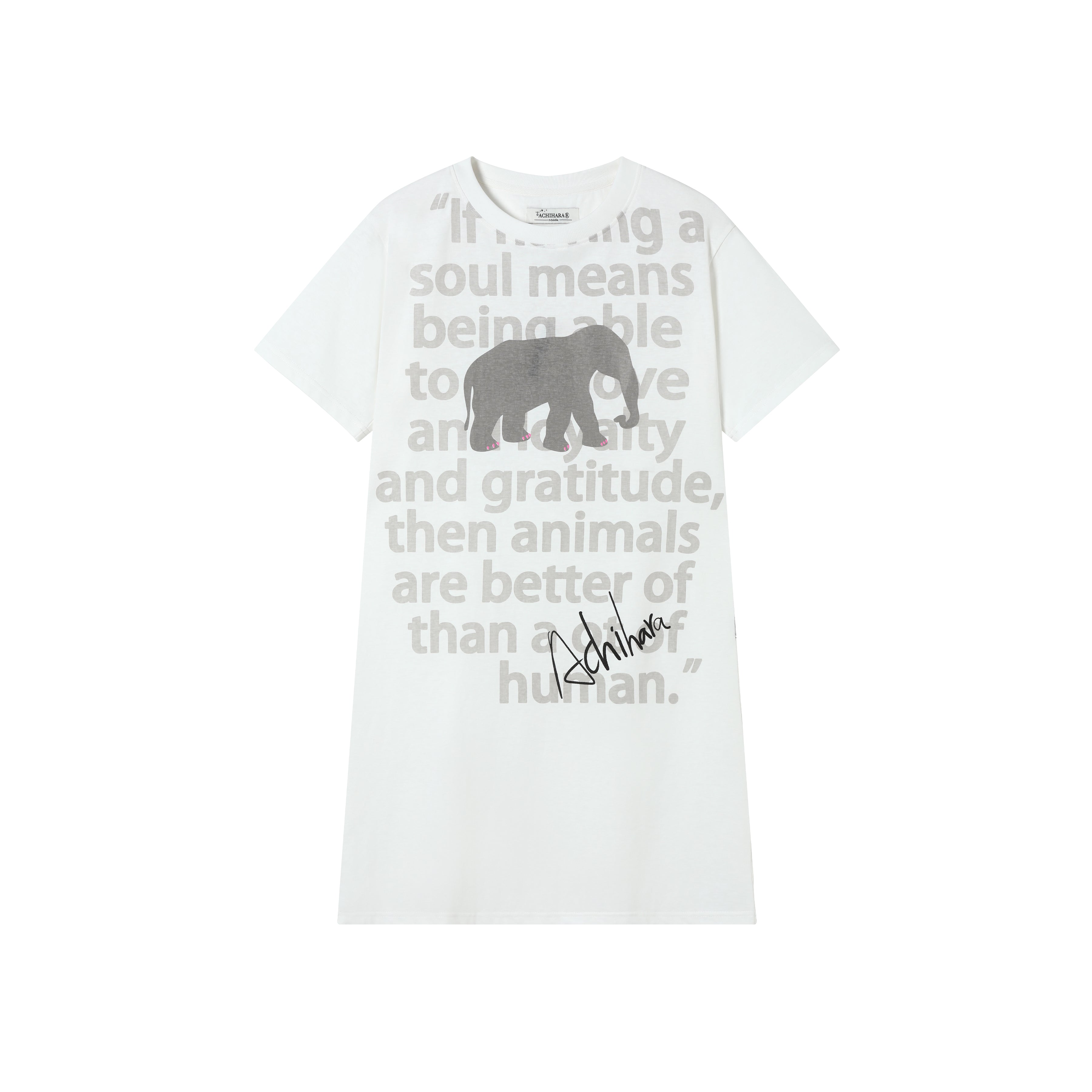 Achihara Little Elephant Soul Cotton T Shirt Dress