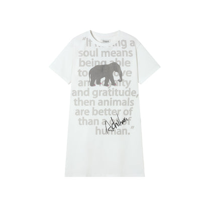 Achihara Little Elephant Soul Cotton T Shirt Dress