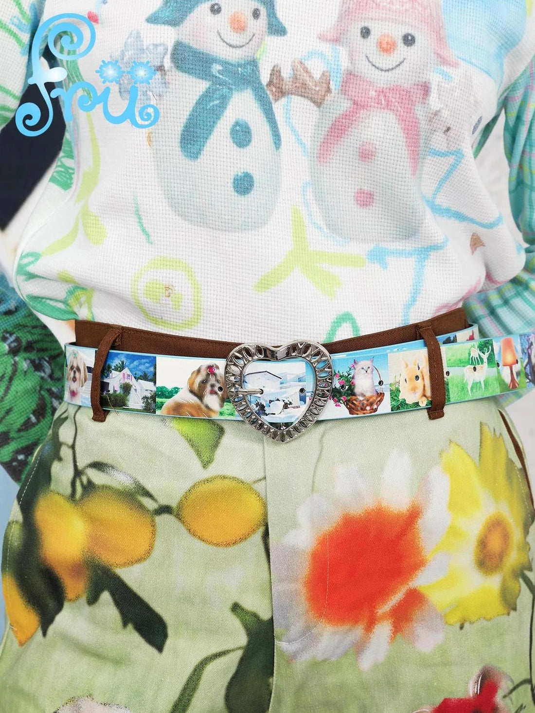 Y2K Cute Puppy Print Snow Farm Frufruu Gulu