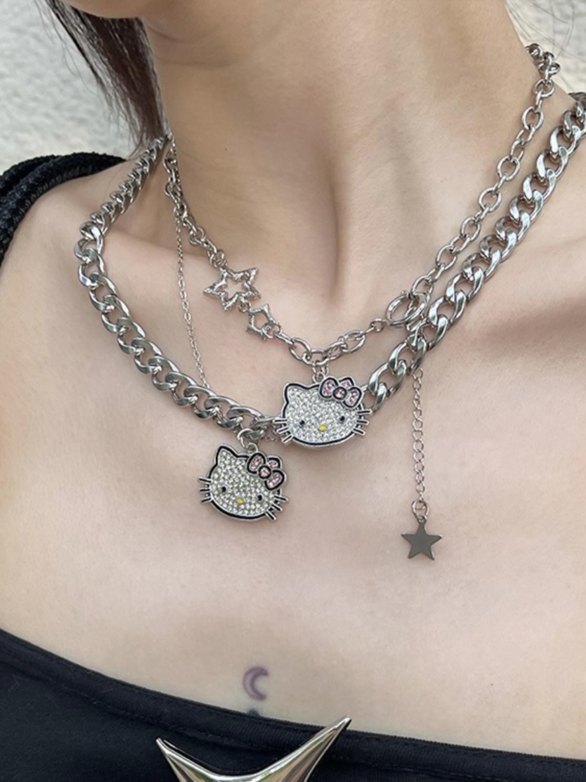 Y2K Heavy Metal Hello Kitty Necklace Accessory