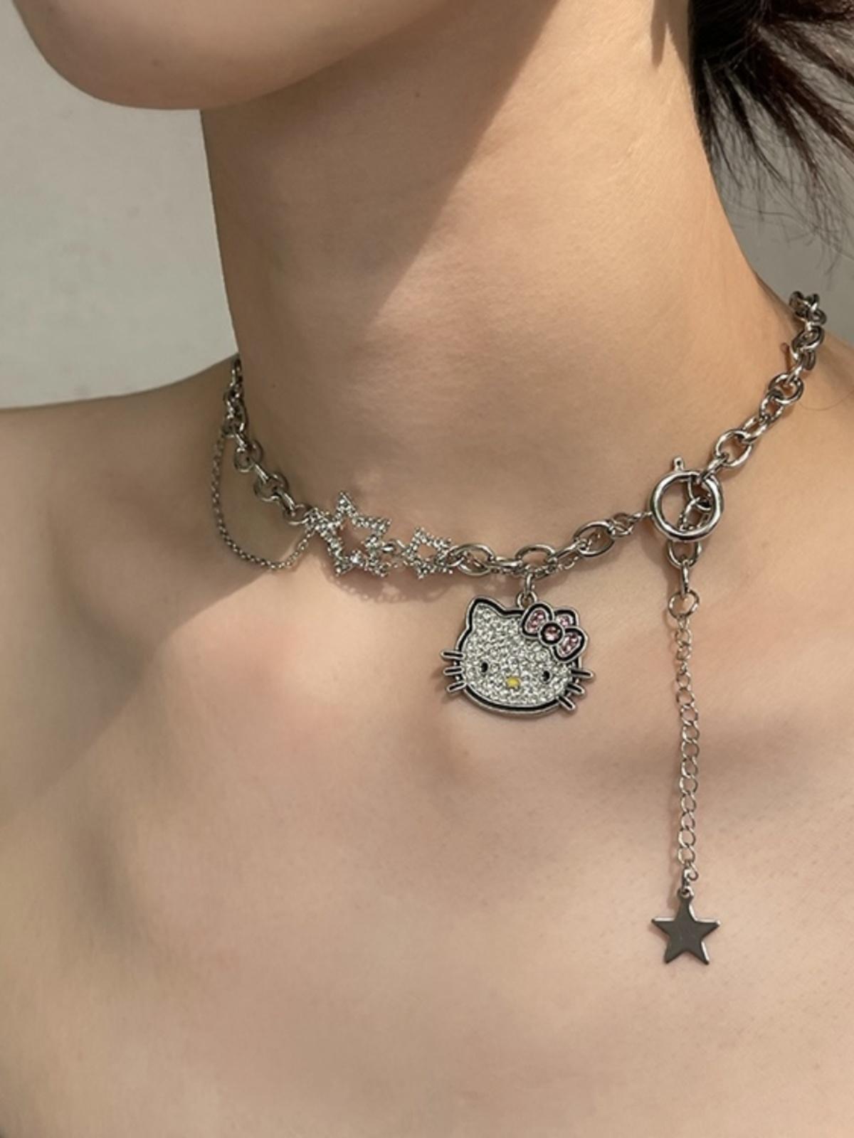 Y2K Heavy Metal Hello Kitty Necklace Accessory