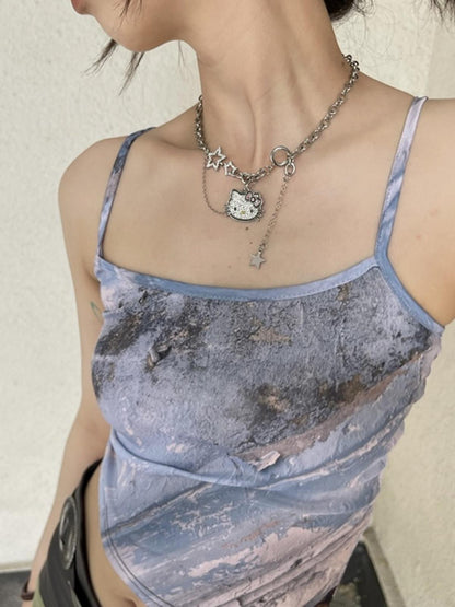 Y2K Heavy Metal Hello Kitty Necklace Accessory