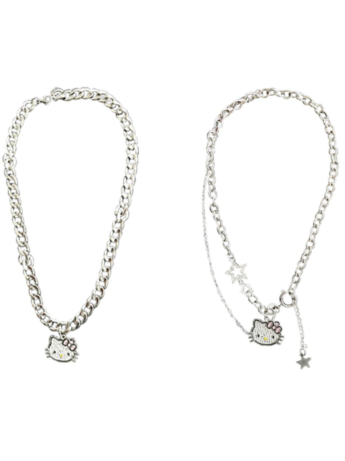 Y2K Heavy Metal Hello Kitty Necklace Accessory