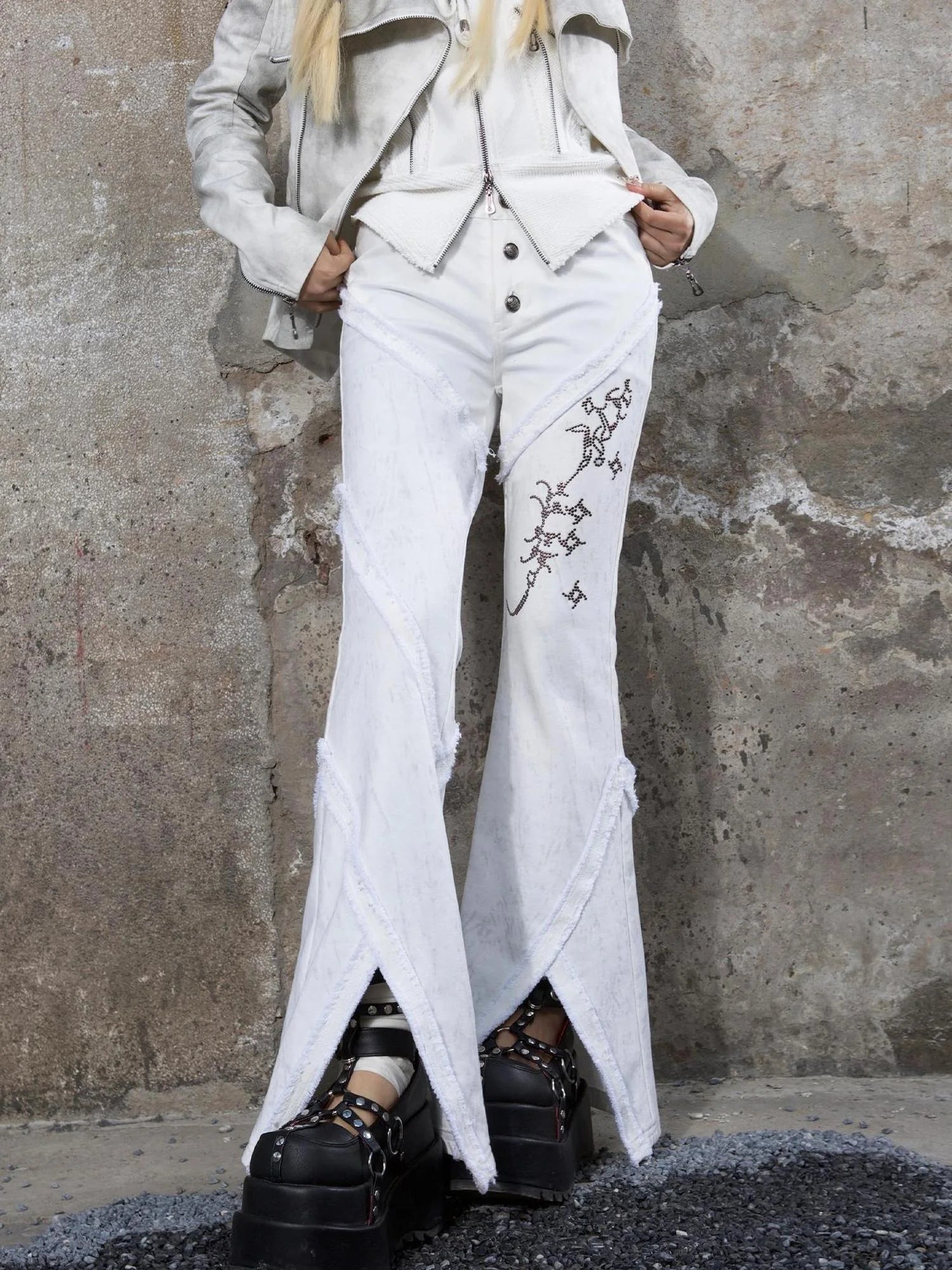 Y2K Low Rise Flared Pants Sexy Punk Style For Spring