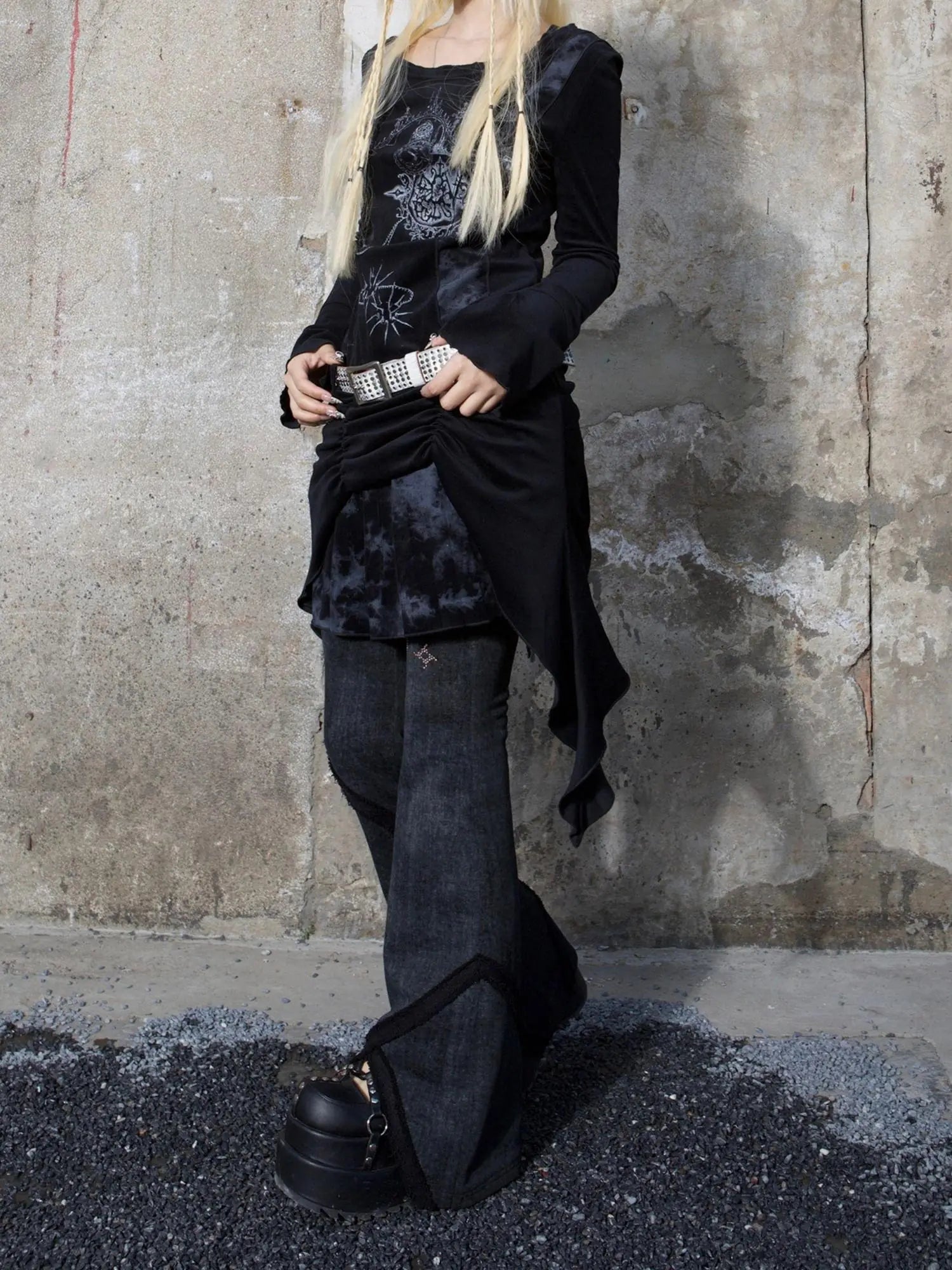 Y2K Low Rise Flared Pants Sexy Punk Style For Spring