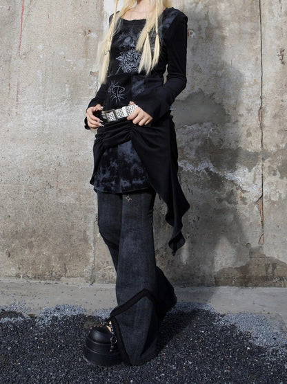 Y2K Low Rise Flared Pants Sexy Punk Style For Spring