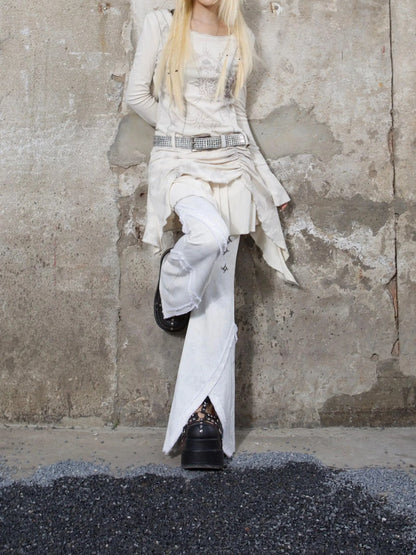 Y2K Low Rise Flared Pants Sexy Punk Style For Spring