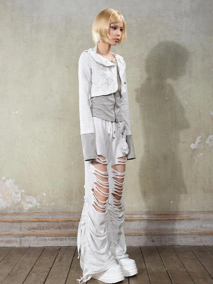 Y2K Low Rise Ripped Wide Leg Punk Denim Pants